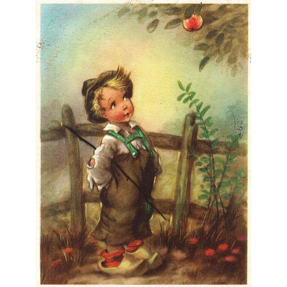 Retro Poster Kids - Full Round Drill Diamond Painting 30*40CM