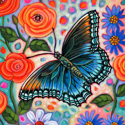 Abstract Flowers And Butterflies - Full Round Drill Diamond Painting 30*30CM