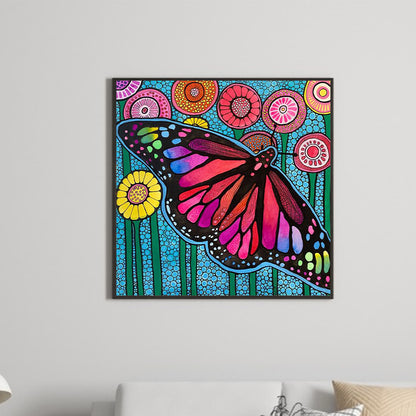 Abstract Flowers And Butterflies - Full Round Drill Diamond Painting 30*30CM