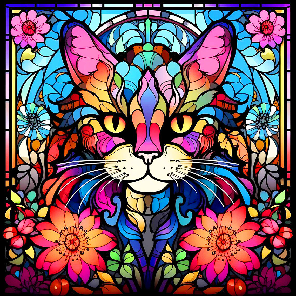 Glass Colored Cat - Full Round Drill Diamond Painting 30*30CM