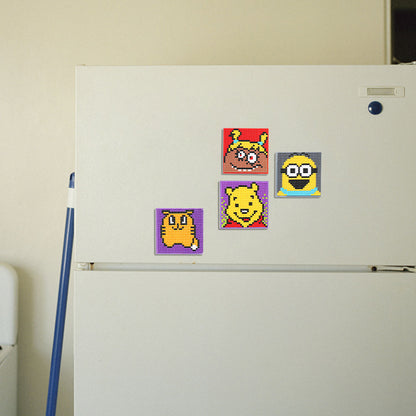 5ocs Diamond Fridge Magnet Sticker Cartoon DIY Round Full Drill for Home Kitchen