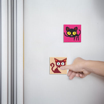 5ocs Diamond Fridge Magnet Sticker Cartoon DIY Round Full Drill for Home Kitchen