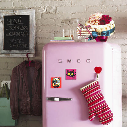 5ocs Diamond Fridge Magnet Sticker Cartoon DIY Round Full Drill for Home Kitchen