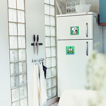 5ocs Diamond Fridge Magnet Sticker Cartoon DIY Round Full Drill for Home Kitchen