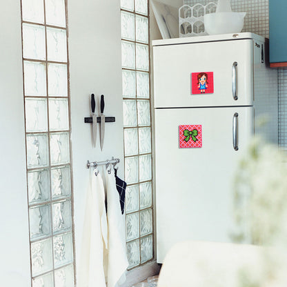 5ocs Diamond Fridge Magnet Sticker Cartoon DIY Round Full Drill for Home Kitchen