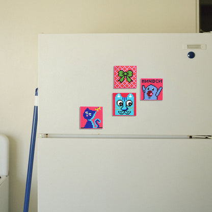 5ocs Diamond Fridge Magnet Sticker Cartoon DIY Round Full Drill for Home Kitchen