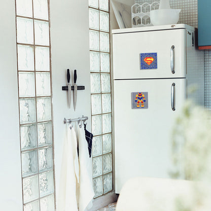 5ocs Diamond Fridge Magnet Sticker Cartoon DIY Round Full Drill for Home Kitchen