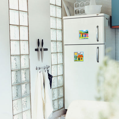 5ocs Diamond Fridge Magnet Sticker Cartoon DIY Round Full Drill for Home Kitchen