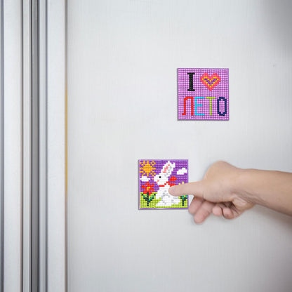 5ocs Diamond Fridge Magnet Sticker Cartoon DIY Round Full Drill for Home Kitchen