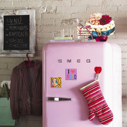 5ocs Diamond Fridge Magnet Sticker Cartoon DIY Round Full Drill for Home Kitchen