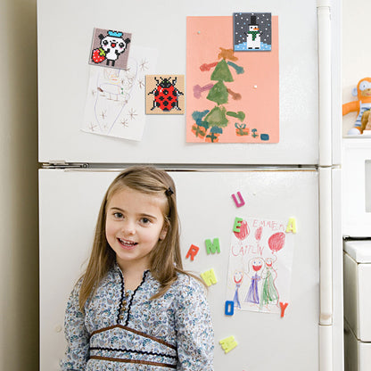 5ocs Diamond Fridge Magnet Sticker Cartoon DIY Round Full Drill for Home Kitchen