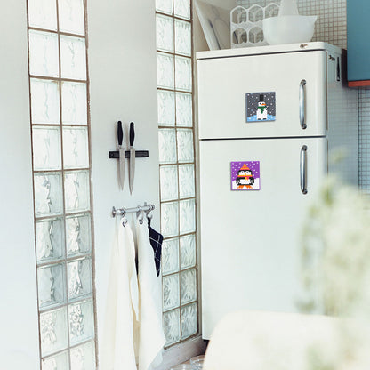 5ocs Diamond Fridge Magnet Sticker Cartoon DIY Round Full Drill for Home Kitchen