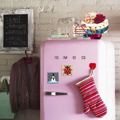 5ocs Diamond Fridge Magnet Sticker Cartoon DIY Round Full Drill for Home Kitchen