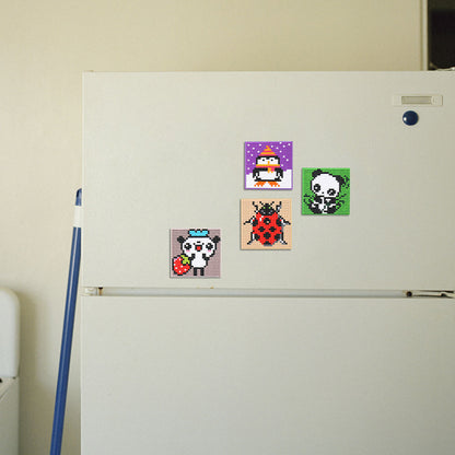 5ocs Diamond Fridge Magnet Sticker Cartoon DIY Round Full Drill for Home Kitchen