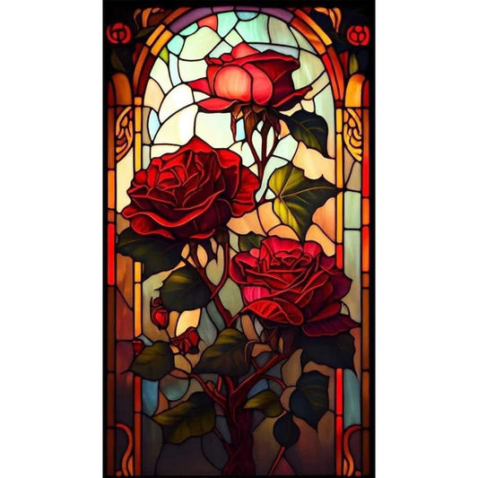 Rose Glass Painting - Full Square Drill Diamond Painting 40*70CM