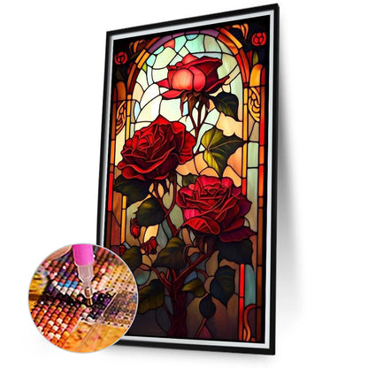 Rose Glass Painting - Full Square Drill Diamond Painting 40*70CM