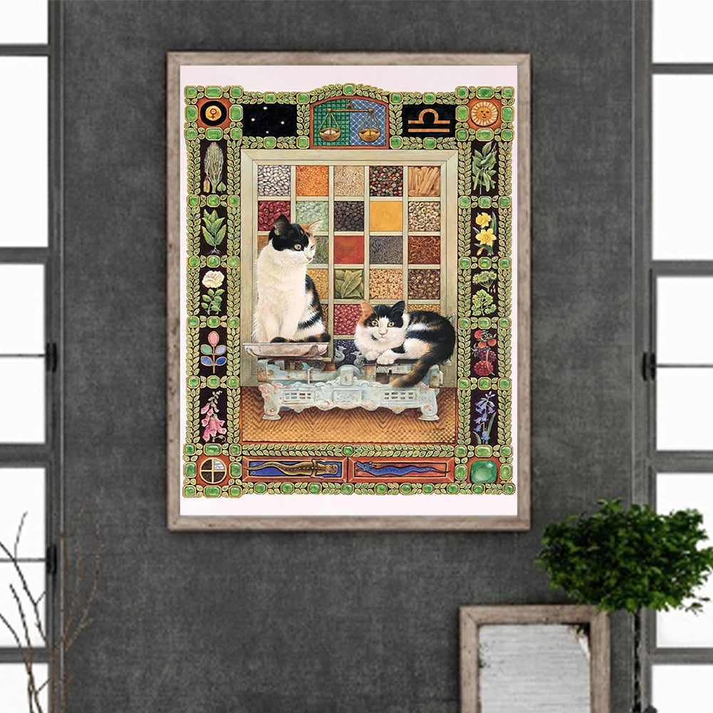 Card Cat - Full Round Drill Diamond Painting 30*40CM