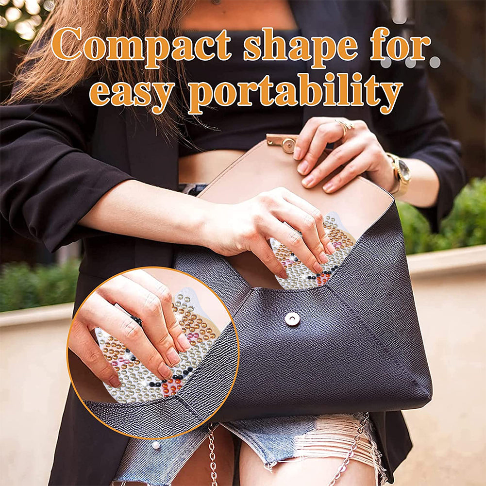 DIY Diamond Art Vanity Mirror Handheld Folding Purse Mirror for Kids Women Girls