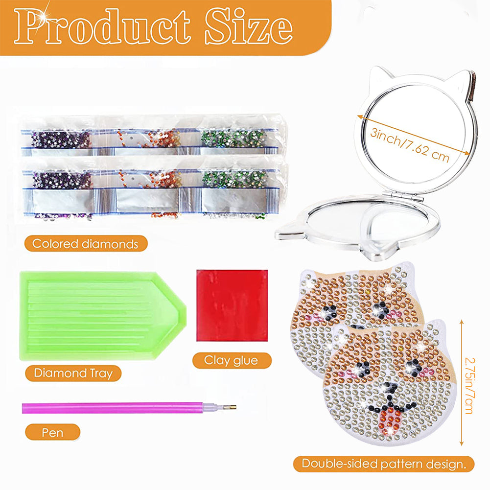 DIY Diamond Art Vanity Mirror Handheld Folding Purse Mirror for Kids Women Girls