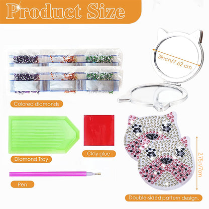 DIY Diamond Art Vanity Mirror Handheld Folding Purse Mirror for Kids Women Girls