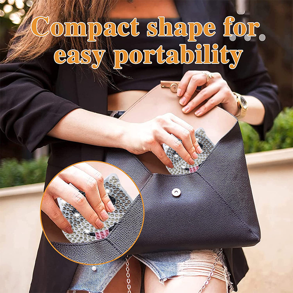 DIY Diamond Art Vanity Mirror Handheld Folding Purse Mirror for Kids Women Girls