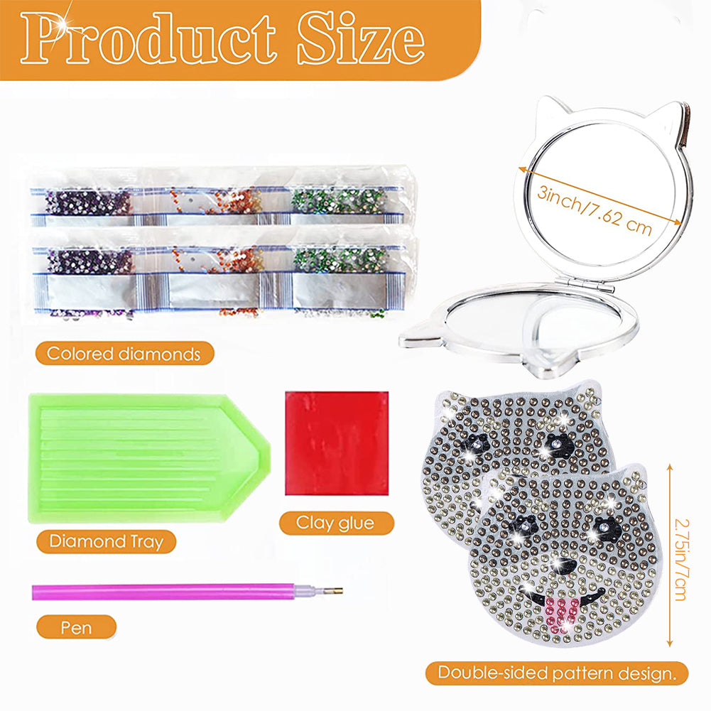 DIY Diamond Art Vanity Mirror Handheld Folding Purse Mirror for Kids Women Girls