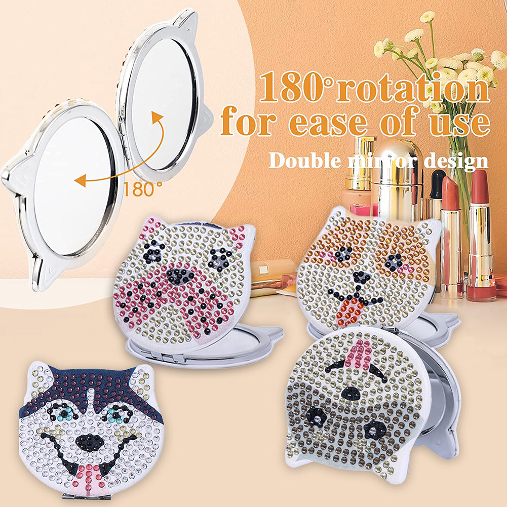 DIY Diamond Art Vanity Mirror Handheld Folding Purse Mirror for Kids Women Girls