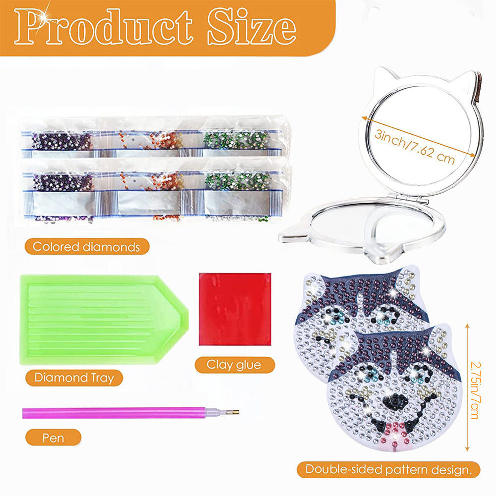 DIY Diamond Art Vanity Mirror Handheld Folding Purse Mirror for Kids Women Girls