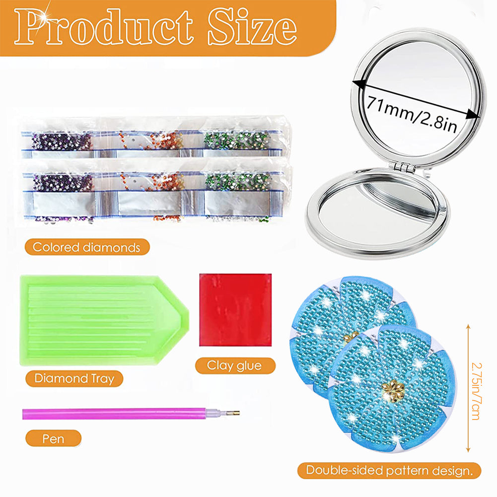 DIY Diamond Art Vanity Mirror Handheld Folding Purse Mirror for Kids Women Girls