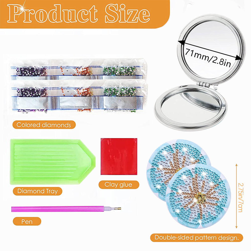 DIY Diamond Art Vanity Mirror Handheld Folding Purse Mirror for Kids Women Girls