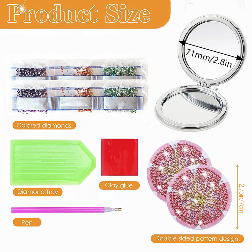 DIY Diamond Art Vanity Mirror Handheld Folding Purse Mirror for Kids Women Girls