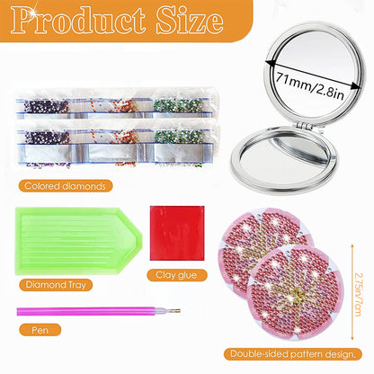 DIY Diamond Art Vanity Mirror Handheld Folding Purse Mirror for Kids Women Girls
