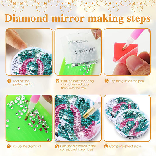 DIY Diamond Art Mosaic Makeup Mirror Art Craft Set Flamingo Paint by Number Kits