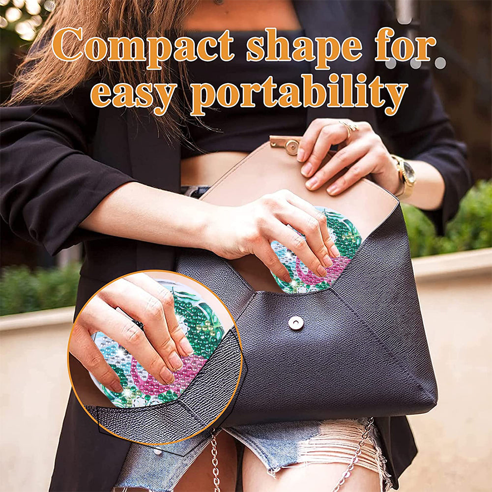 DIY Diamond Art Mosaic Makeup Mirror Art Craft Set Flamingo Paint by Number Kits