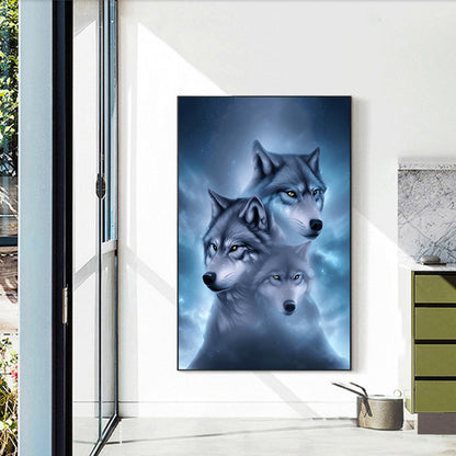 Dream Sky With Stars And Wolf - Full Round Drill Diamond Painting 30*45CM