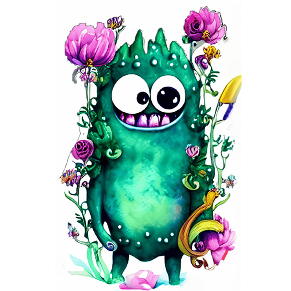 Green Hairy Monster - Full Round Drill Diamond Painting 30*45CM