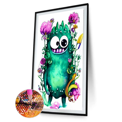 Green Hairy Monster - Full Round Drill Diamond Painting 30*45CM