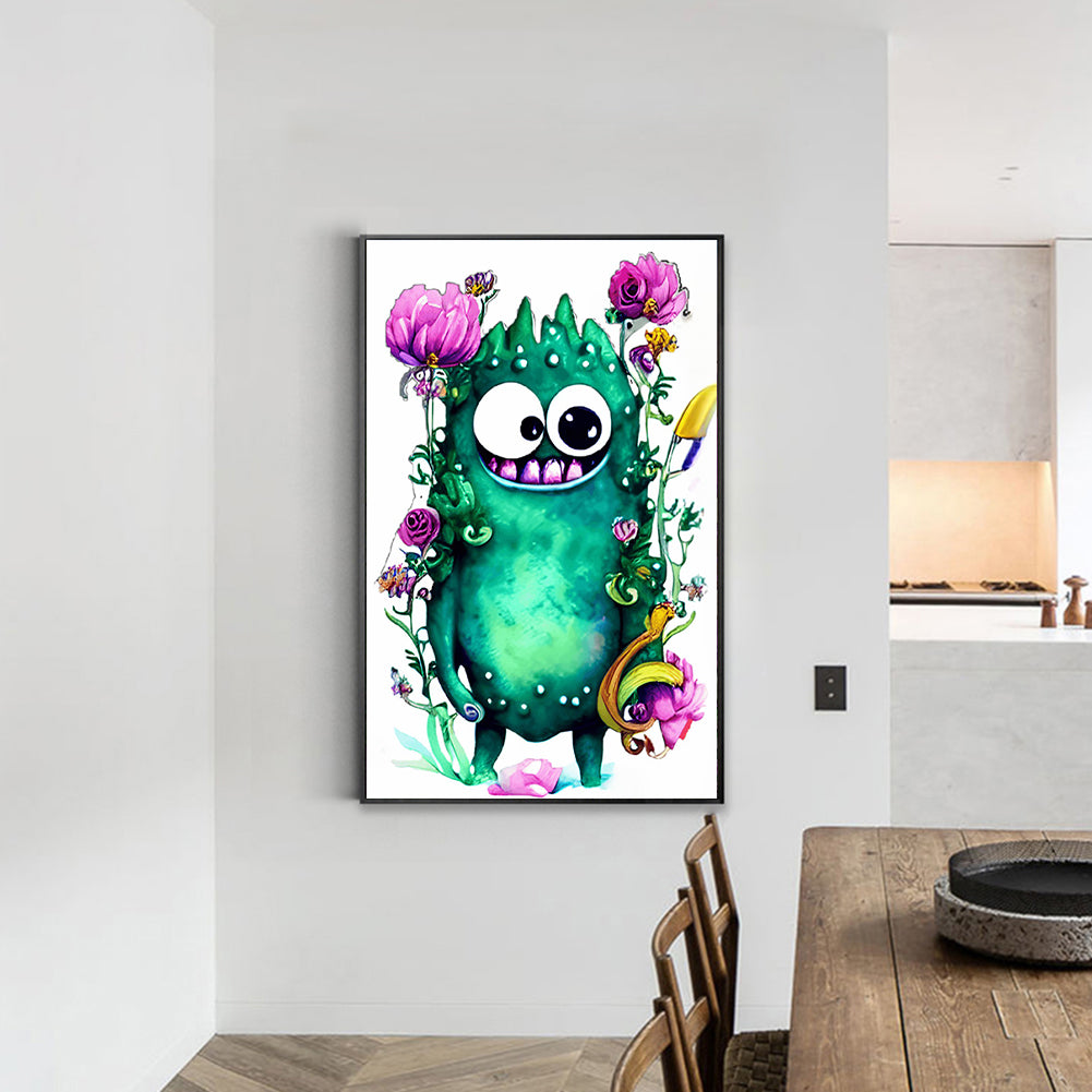 Green Hairy Monster - Full Round Drill Diamond Painting 30*45CM