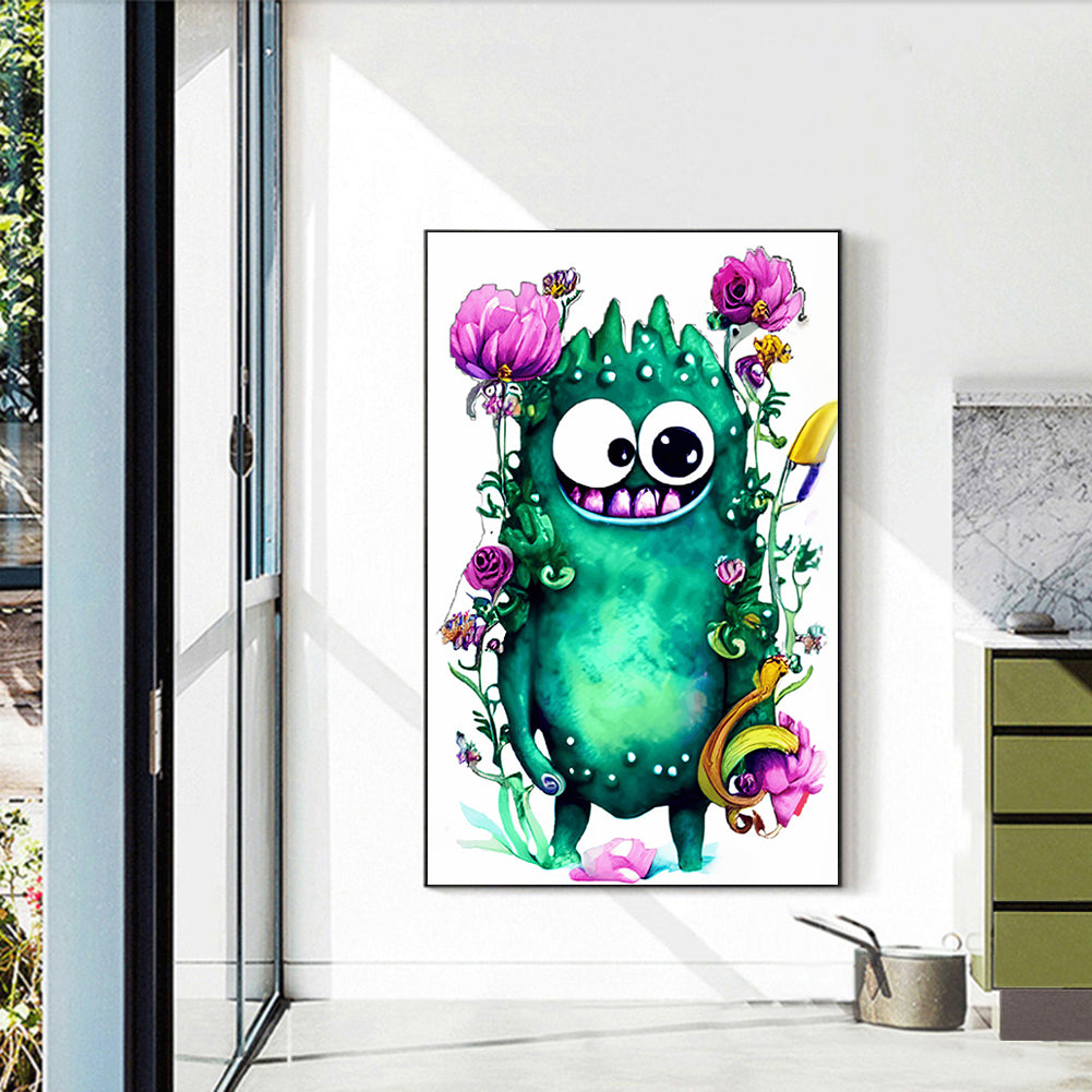 Green Hairy Monster - Full Round Drill Diamond Painting 30*45CM