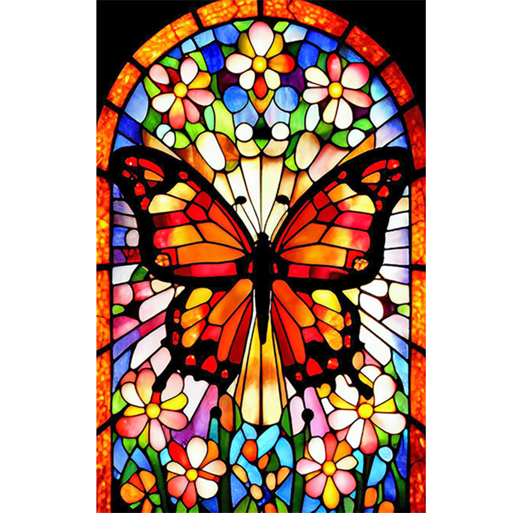 Stained Glass Butterfly - Full Round Drill Diamond Painting 40*60CM