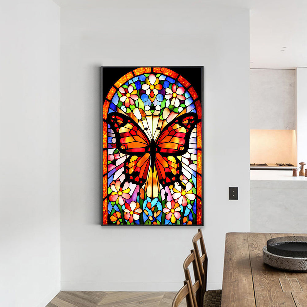 Stained Glass Butterfly - Full Round Drill Diamond Painting 40*60CM