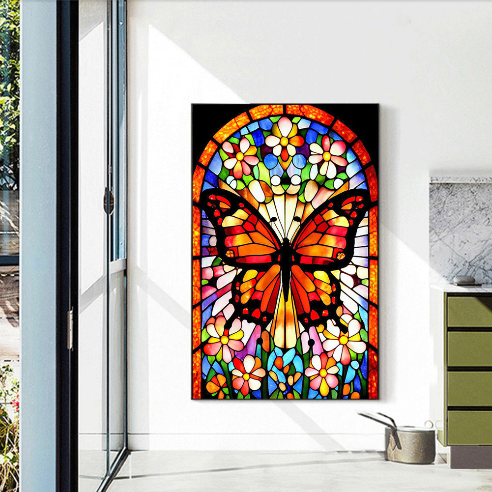 Stained Glass Butterfly - Full Round Drill Diamond Painting 40*60CM