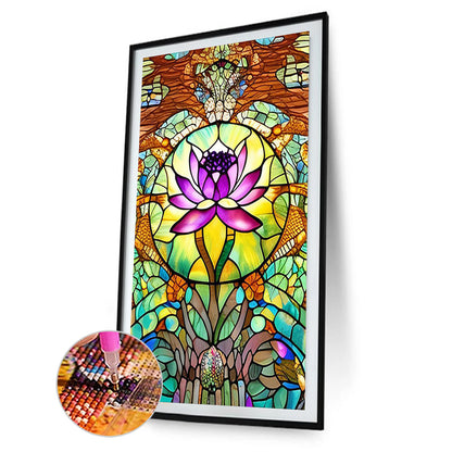 Stained Glass Lotus - Full Round Drill Diamond Painting 40*60CM