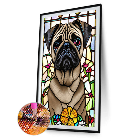 Stained Glass Pug - Full Round Drill Diamond Painting 40*60CM