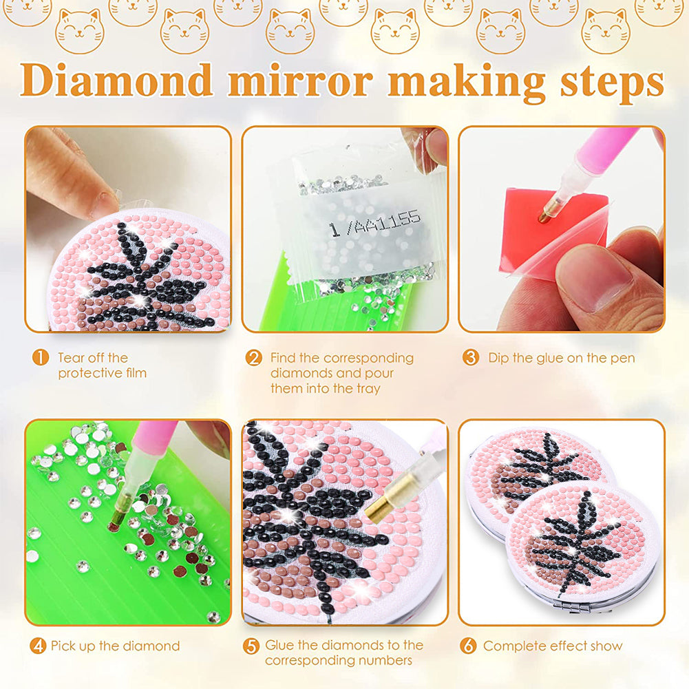 DIY Diamond Art Mosaic Makeup Mirror Art Craft Set Abstract Paint by Number Kits