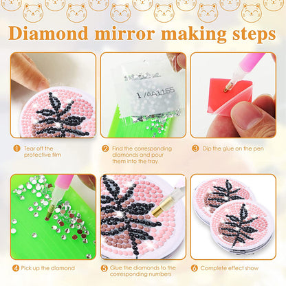 DIY Diamond Art Mosaic Makeup Mirror Art Craft Set Abstract Paint by Number Kits