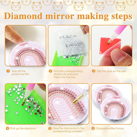 DIY Diamond Art Mosaic Makeup Mirror Art Craft Set Abstract Paint by Number Kits