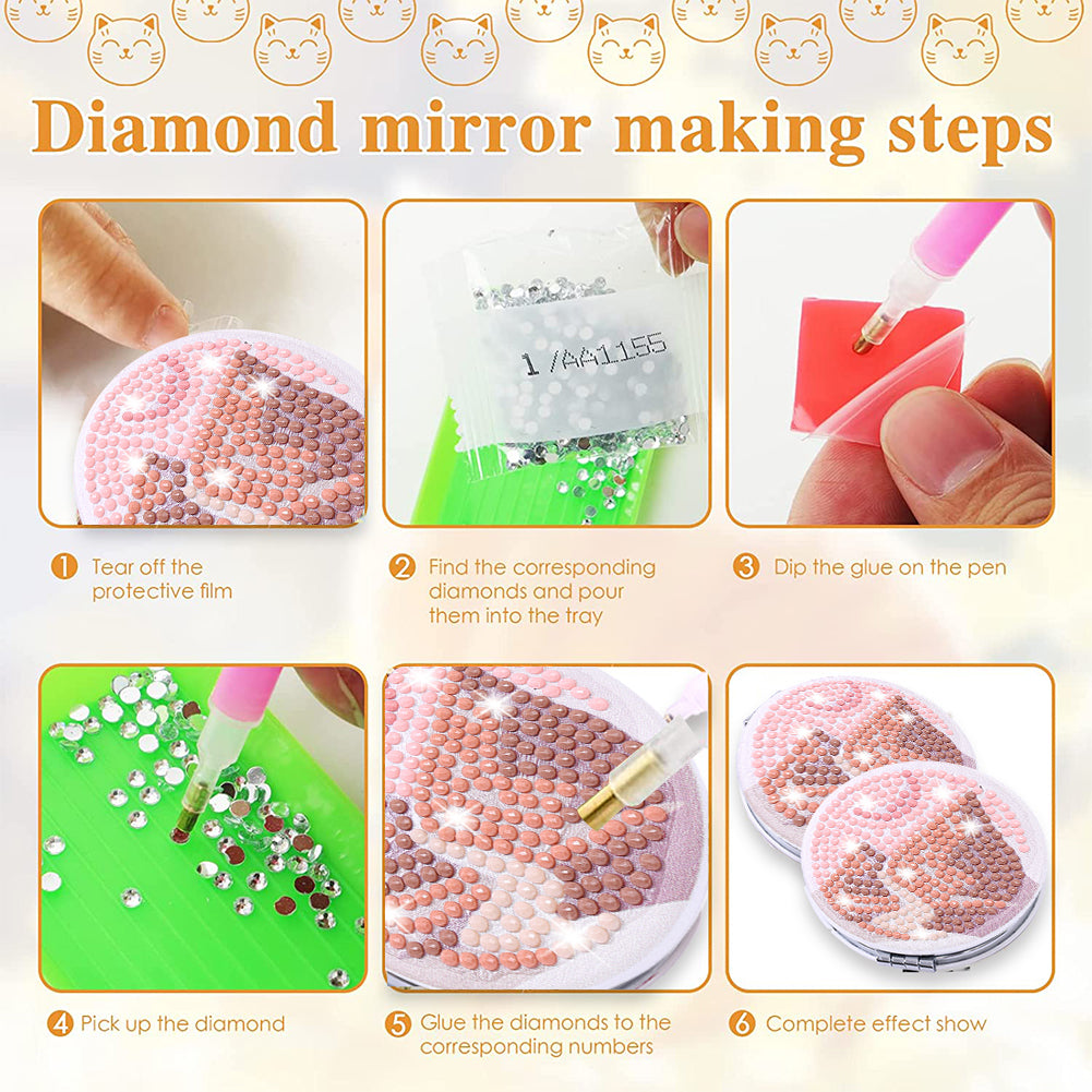 DIY Diamond Art Mosaic Makeup Mirror Art Craft Set Abstract Paint by Number Kits