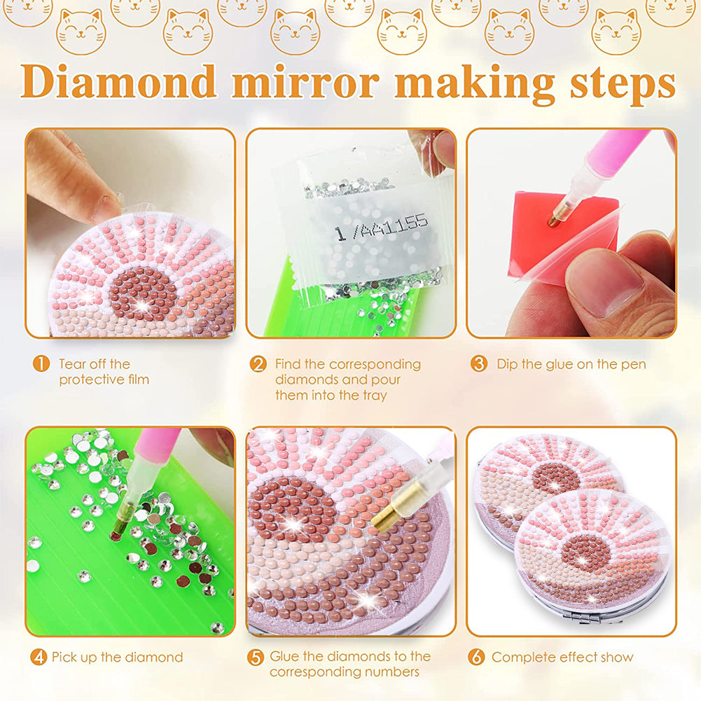 DIY Diamond Art Mosaic Makeup Mirror Art Craft Set Abstract Paint by Number Kits