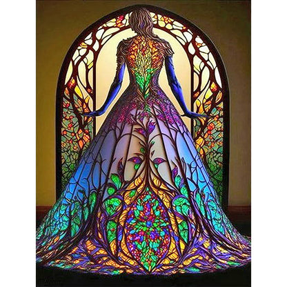 Girl Dress Glass Painting - Full Round Drill Diamond Painting 40*50CM